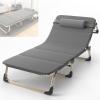 Heavy Duty Camp Cot for Adults for Adults with Mattress and Pillow, 4-Level Adjustable Portable Folding Bed Enlarge Width Comfortable Sleeping Cots for Indoor Outdoor(190 * 68 * 30cm)