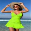 Pink Queen 2 Piece Swim Suits for Women 2026 Summer Tummy Control Modest Swimdress Bathing Suits Swimwear Neon Green XL view 2