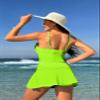 Pink Queen 2 Piece Swim Suits for Women 2026 Summer Tummy Control Modest Swimdress Bathing Suits Swimwear Neon Green XL view 4