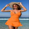 Pink Queen Two Piece Tankini Bathing Suit for Women Tummy Control Swimsuit with Swim Skirt Swimdress Vitality Orange L view 2
