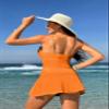 Pink Queen Two Piece Tankini Bathing Suit for Women Tummy Control Swimsuit with Swim Skirt Swimdress Vitality Orange L view 4