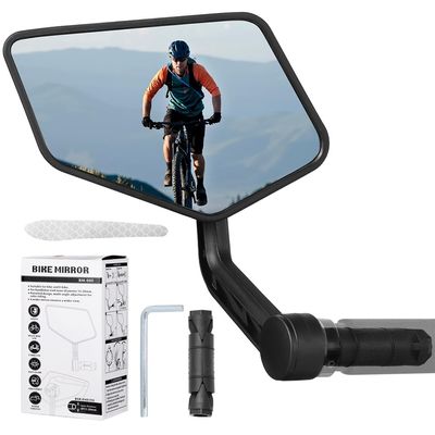LUMINFLY Mirror Bike Bar End, Rearview with Mirror Strip Reflective, Side Bicycle Mirror, Mirror Clear Glass Crystal, for Bikes Mountain Rotatable 360-Degree Bar Mirror End, E-Bikes, Scooters