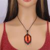 PINK TOWN Gothic Velvet Victorian Choker Necklace,Vintage Stardust Crystal Cameo Necklace Goth Purple/Red/Black Gem Pendant Necklace Punk Satan Demon Halloween Jewelry for Women (Red1) view 2