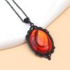 PINK TOWN Gothic Velvet Victorian Choker Necklace,Vintage Stardust Crystal Cameo Necklace Goth Purple/Red/Black Gem Pendant Necklace Punk Satan Demon Halloween Jewelry for Women (Red1) view 3