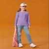 Haloumoning Girls Long Sleeve Shirts Kids Crewneck T-Shirts Fall Tops Tees 5-14 Years Purple view 2