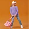 Haloumoning Girls Long Sleeve Shirts Kids Crewneck T-Shirts Fall Tops Tees 5-14 Years Purple view 3