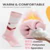 OutdoorMaster Ski Socks, Snowboarding Socks for Boys & Girls, Thermal Winter Warm & Breathable, Over The Calf Non-Slip Cuff view 2