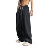 WZIKAI Men's Baggy Sweatpants Elastic Waist Drawstring Wide Leg Sweatpants Casual Loose Baggy Joggers with Pockets Black XL view 2