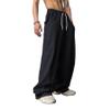 WZIKAI Men's Baggy Sweatpants Elastic Waist Drawstring Wide Leg Sweatpants Casual Loose Baggy Joggers with Pockets Black XL view 3