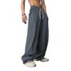 WZIKAI Men's Baggy Sweatpants Elastic Waist Drawstring Wide Leg Sweatpants Casual Loose Baggy Joggers with Pockets Dark Grey M view 3