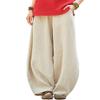 DMOYALA Womens Linen Pants Barrel Solid Beige Casual Loose Cotton Linen Wide Leg Baggy Lantern Trouser Flowy Elastic Waist Hippie with Pockets for Women 5XL view 1