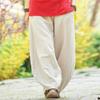 DMOYALA Womens Linen Pants Barrel Solid Beige Casual Loose Cotton Linen Wide Leg Baggy Lantern Trouser Flowy Elastic Waist Hippie with Pockets for Women 5XL view 2