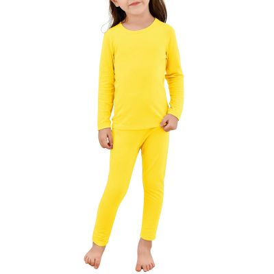 Thermal Underwear for Kids Base Layer Ski Toddler Thermals Set Long Johns Underwear for Boys Girls Bright Yellow Large (100) /3T