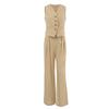 Bestgift Slim vest pants two-piece suit pleated high-waisted suit Black S view 3