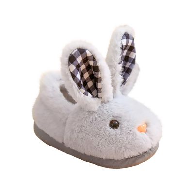 Infant Toddler Cute Bunny Slippers Soft Plush Non-Slip Warm House Slippers Little Boys Girls Winter Indoor Sandals (Grey, 9 Toddler)