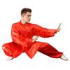 KKmeter Mens Martial Arts Suit Chinese Traditional Tang Suit Long Sleeve Yoga Top with pants Clothes Outfit (Red, Medium) view 2