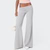 UAURORAO Fold Over Yoga Pants for Women Wide Leg Workout Sweatpants Y2k Striped Lounge Pants(Foldover Grey,Small) view 2