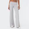 UAURORAO Fold Over Yoga Pants for Women Wide Leg Workout Sweatpants Y2k Striped Lounge Pants(Foldover Grey,Small) view 3