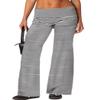 UAURORAO Fold Over Yoga Pants for Women Wide Leg Workout Sweatpants Y2k Striped Lounge Pants(Striped White,Large) view 1