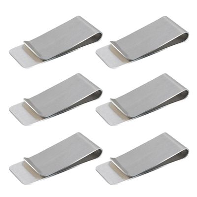 6 Pack Stainless Steel Money Clip Metal Wallet Clip for Men Men's Slim Cash Clip Small Money Clips for Cash and Credit Card Holder Metal Money Clips Minimalist Front Pocket Wallet Clip (Silver)