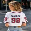 Womens Cropped 98 Baseball Jersey Button Down V-Neck Country Vintage Jersey Casual Sports Softball Shirt White view 3