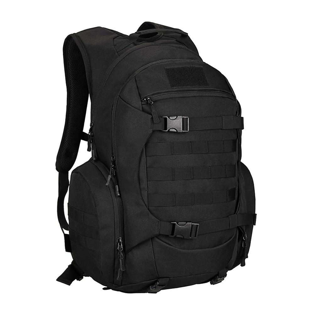 HRTACPAG Tactical Travel Backpack Large Military Tactical Assault Pack, 3 Day Heavy Duty Camping Rucksack, 45L Hiking Bags (Black)