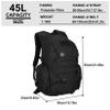 HRTACPAG Tactical Travel Backpack Large Military Tactical Assault Pack, 3 Day Heavy Duty Camping Rucksack, 45L Hiking Bags (Black) view 2