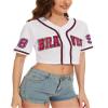 Womens Cropped 98 Baseball Jersey Button Down V-Neck Country Vintage Jersey Casual Sports Softball Shirt White view 1