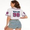 Womens Cropped 98 Baseball Jersey Button Down V-Neck Country Vintage Jersey Casual Sports Softball Shirt White view 2