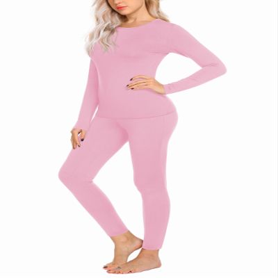 Ekouaer Thermal Underwear for Women Long Johns Sets Base Layer Lightweight 2 Pieces Pajams Set Pink M