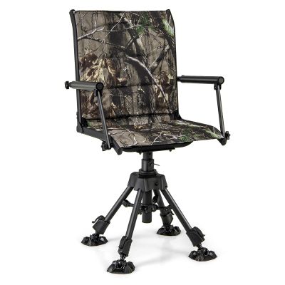 Tangkula Hunting Chair, 360 Degree Silent Swivel Blind Chair with 4 Adjustable Legs, Foot Pads & Armrests, Portable Folding Hunting Chairs for Blinds, Fishing, Camping