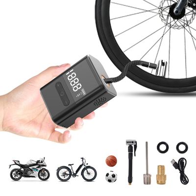 BJMCXIA Portable Air Compressor Electric Tire Inflator 100PSI Portable Mini Bike Pump with LED Display, Dual Cylinder Fast Pump for Motorcycles E-Bikes Bicycles Balls Inflatables (Black)