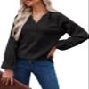 Dokotoo Long Sleeve Shirts for Women 2025 Fall Fashion V Neck Casual Blouses Dressy Ladies Textured Shirts Black Teacher Outfits Blouses Oversized Black Button Down Shirts Large view 1