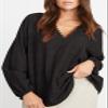Dokotoo Long Sleeve Shirts for Women 2025 Fall Fashion V Neck Casual Blouses Dressy Ladies Textured Shirts Black Teacher Outfits Blouses Oversized Black Button Down Shirts Large view 3