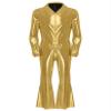 Lorilida Men's 70s Disco Costume Shiny Metallic Unitard Zentai Zipper Bodysuit One Piece Jumpsuits Gold Small view 3