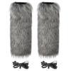 Ibluelover Viking Costume Faux Fur Leg Warmers with Strap Long Boot Cuffs Covers Furry Leg Wraps Medieval Warrior Costume view 4
