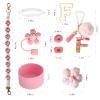 1ze1ziyo 9PCS Cup Accessories Set for Stanley Cup 30oz 40oz Tumbler - Including Water Bottle Handle Strap,Straw Cover Cap,Spill Proof Stoppers,Boot,Initials Letter Charm,Sticker, Flower,Letter F,Pink view 3