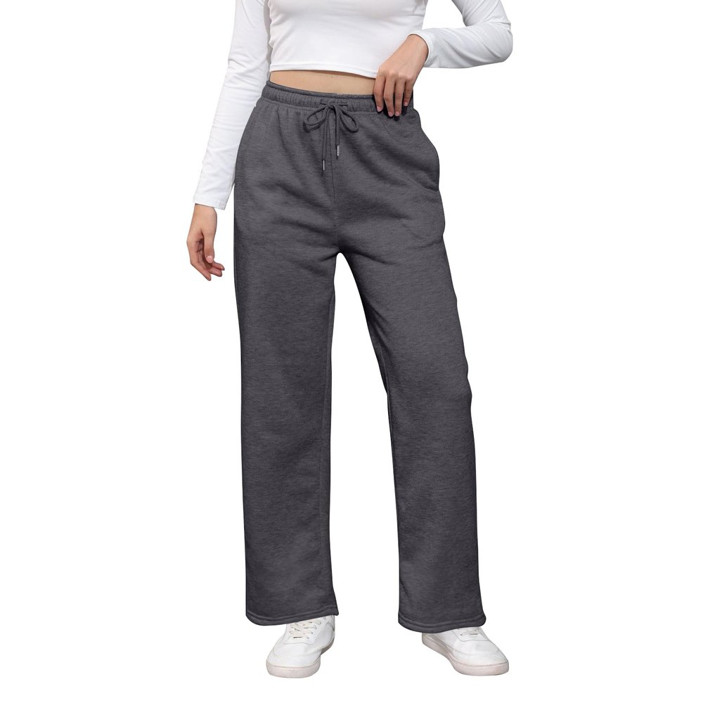 Baggy Wide Leg Sweatpants for Women High Waist Fleece Joggers with Pockets Casual Comfy Track Pants 2024 Loose Fit Lounge Pants Baggy Athletic Pants Drawstring Pants Y2k Sweatpants for Teen Girls