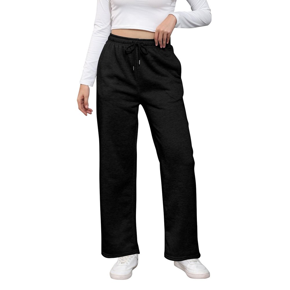 Baggy Wide Leg Sweatpants for Women High Waist Fleece Joggers with Pockets Casual Comfy Track Pants 2024 Loose Fit Lounge Pants Baggy Athletic Pants Drawstring Pants Y2k Sweatpants for Teen Girls