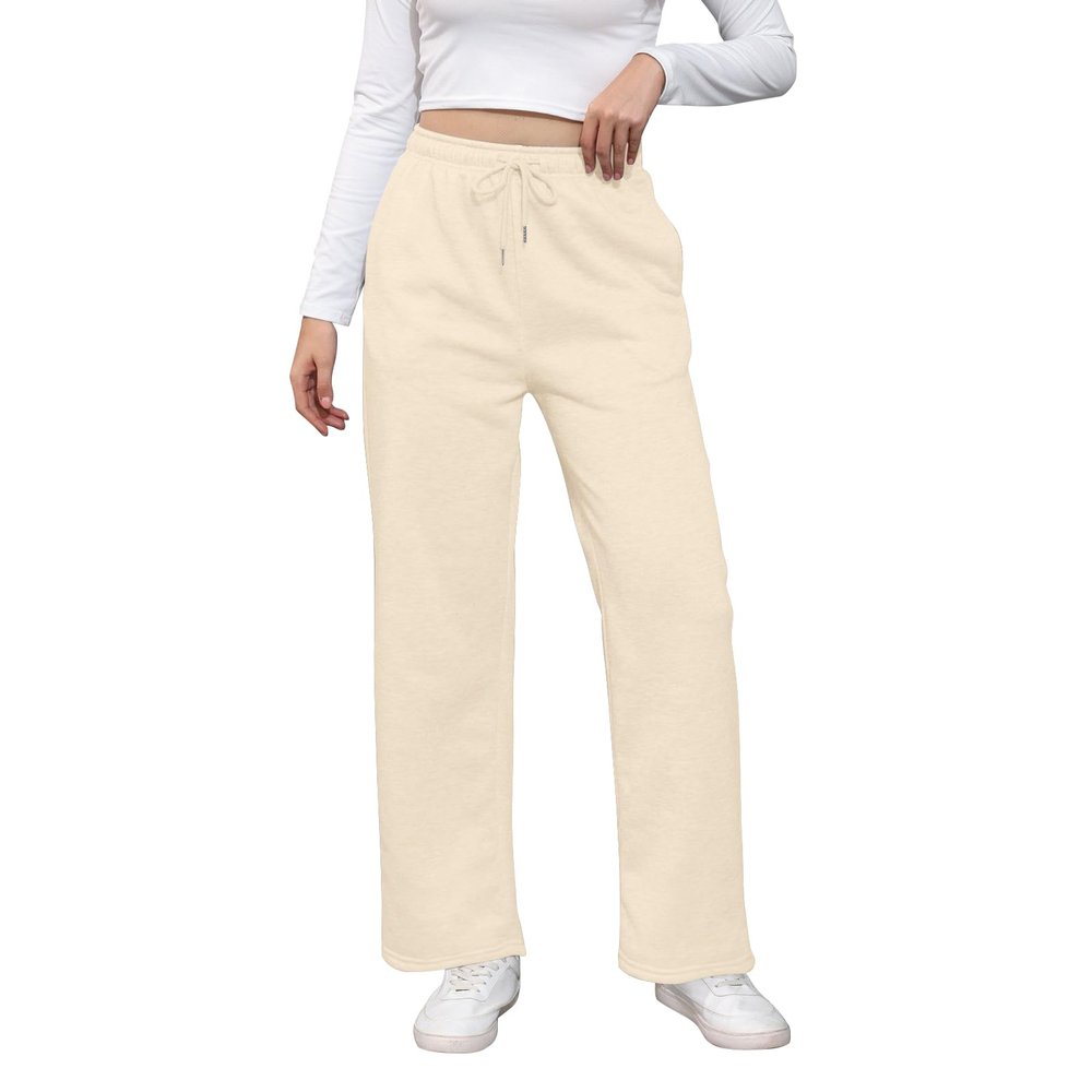 Baggy Wide Leg Sweatpants for Women High Waist Fleece Joggers with Pockets Casual Comfy Track Pants 2024 Loose Fit Lounge Pants Baggy Athletic Pants Drawstring Pants Y2k Sweatpants for Teen Girls