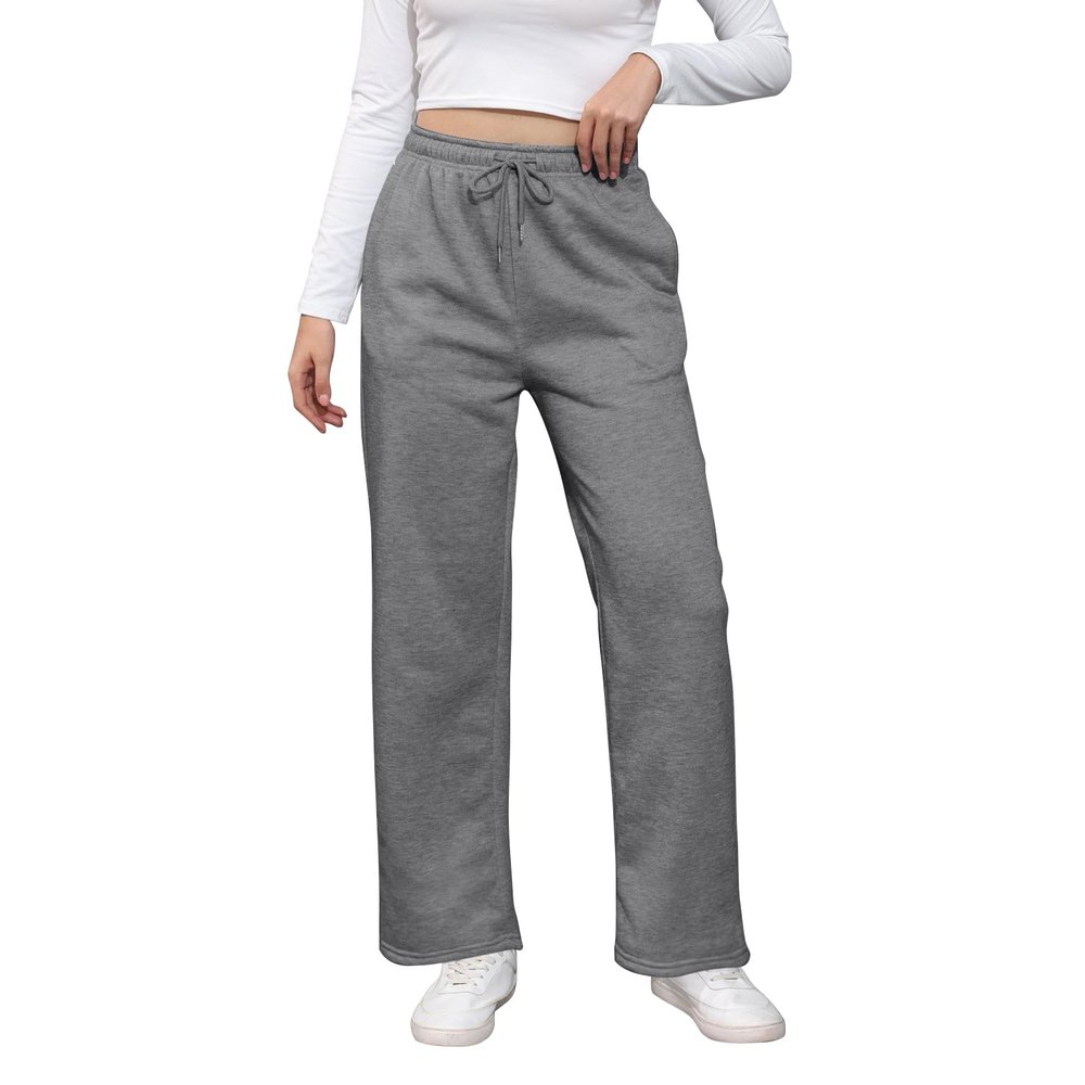 Baggy Wide Leg Sweatpants for Women High Waist Fleece Joggers with Pockets Casual Comfy Track Pants 2024 Loose Fit Lounge Pants Baggy Athletic Pants Drawstring Pants Y2k Sweatpants for Teen Girls