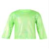 Hularka Kids Girls Boys Shiny Metallic Long Sleeve Jazz Hip Hop Dance Crop Top Gymnastic Sports Shirt for Performance Party Green 12-14 Years view 1