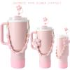 1ze1ziyo 9PCS Cup Accessories Set for Stanley Cup 30oz 40oz Tumbler - Including Water Bottle Handle Strap,Straw Cover Cap,Spill Proof Stoppers,Boot,Initials Letter Charm,Sticker,Flower,Letter X,Pink view 2