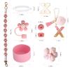 1ze1ziyo 9PCS Cup Accessories Set for Stanley Cup 30oz 40oz Tumbler - Including Water Bottle Handle Strap,Straw Cover Cap,Spill Proof Stoppers,Boot,Initials Letter Charm,Sticker,Flower,Letter X,Pink view 3