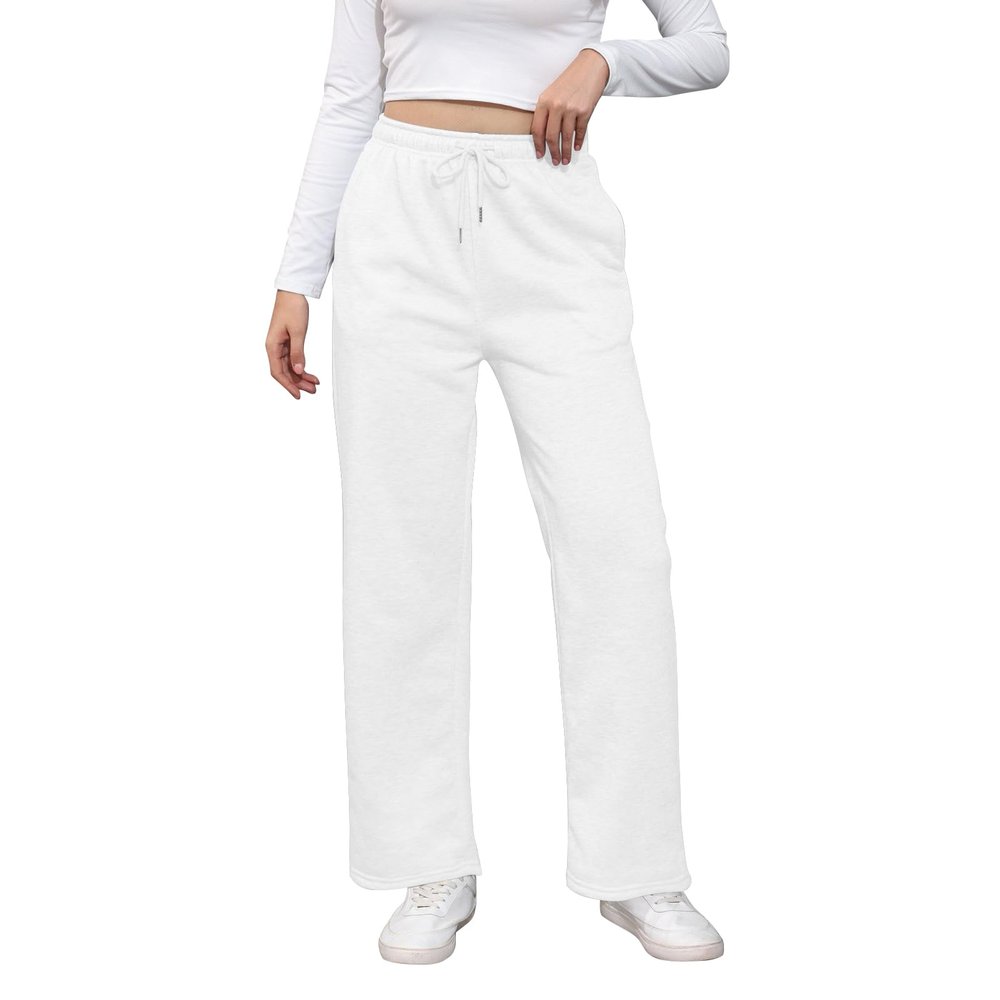 Baggy Wide Leg Sweatpants for Women High Waist Fleece Joggers with Pockets Casual Comfy Track Pants 2024 Loose Fit Lounge Pants Baggy Athletic Pants Drawstring Pants Y2k Sweatpants for Teen Girls