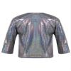 Hularka Kids Girls Boys Shiny Metallic Long Sleeve Jazz Hip Hop Dance Crop Top Gymnastic Sports Shirt for Performance Party Black 9-11 Years view 2