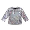 Hularka Kids Girls Boys Shiny Metallic Long Sleeve Jazz Hip Hop Dance Crop Top Gymnastic Sports Shirt for Performance Party Black 9-11 Years view 3