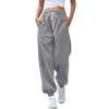 JOFOW Women's Health Sports Pants Baggy Wide Fleece Lined Leg Pants Cute Sweatpants Joggers for Women 2024 (D-Grey,Medium) view 1