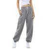 JOFOW Women's Health Sports Pants Baggy Wide Fleece Lined Leg Pants Cute Sweatpants Joggers for Women 2024 (D-Grey,Medium) view 2