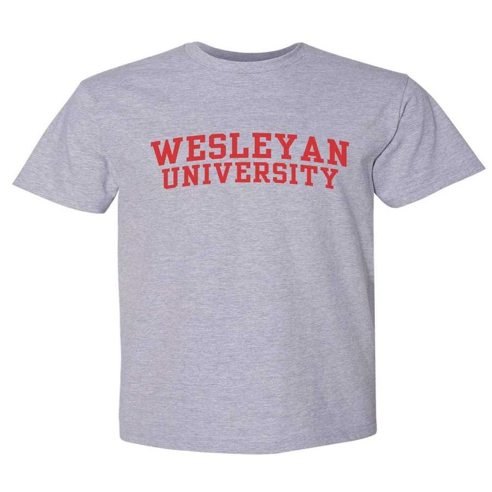 NCAA Officially Licensed Apparel Wesleyan University Cardinals Collegiate Logo Unisex T-Shirt Wesleyan01T Gray 3X-Large